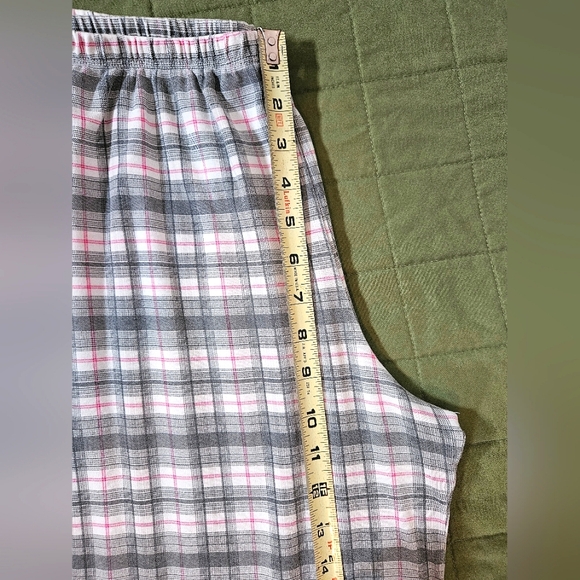 Karen Neuburger size S pajama set pant button up top pink/grey plaid soft - Picture 5 of 11